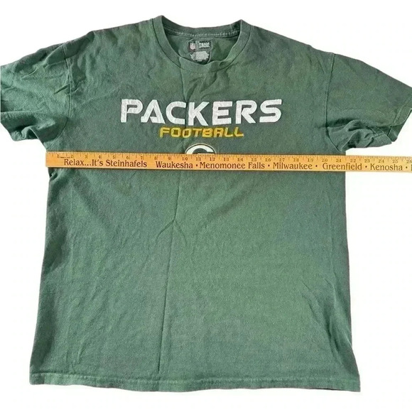 NFL Team Apparel Men's Green Bay Packers Embroidered T-Shirt Large Green Logo - Picture 4 of 8